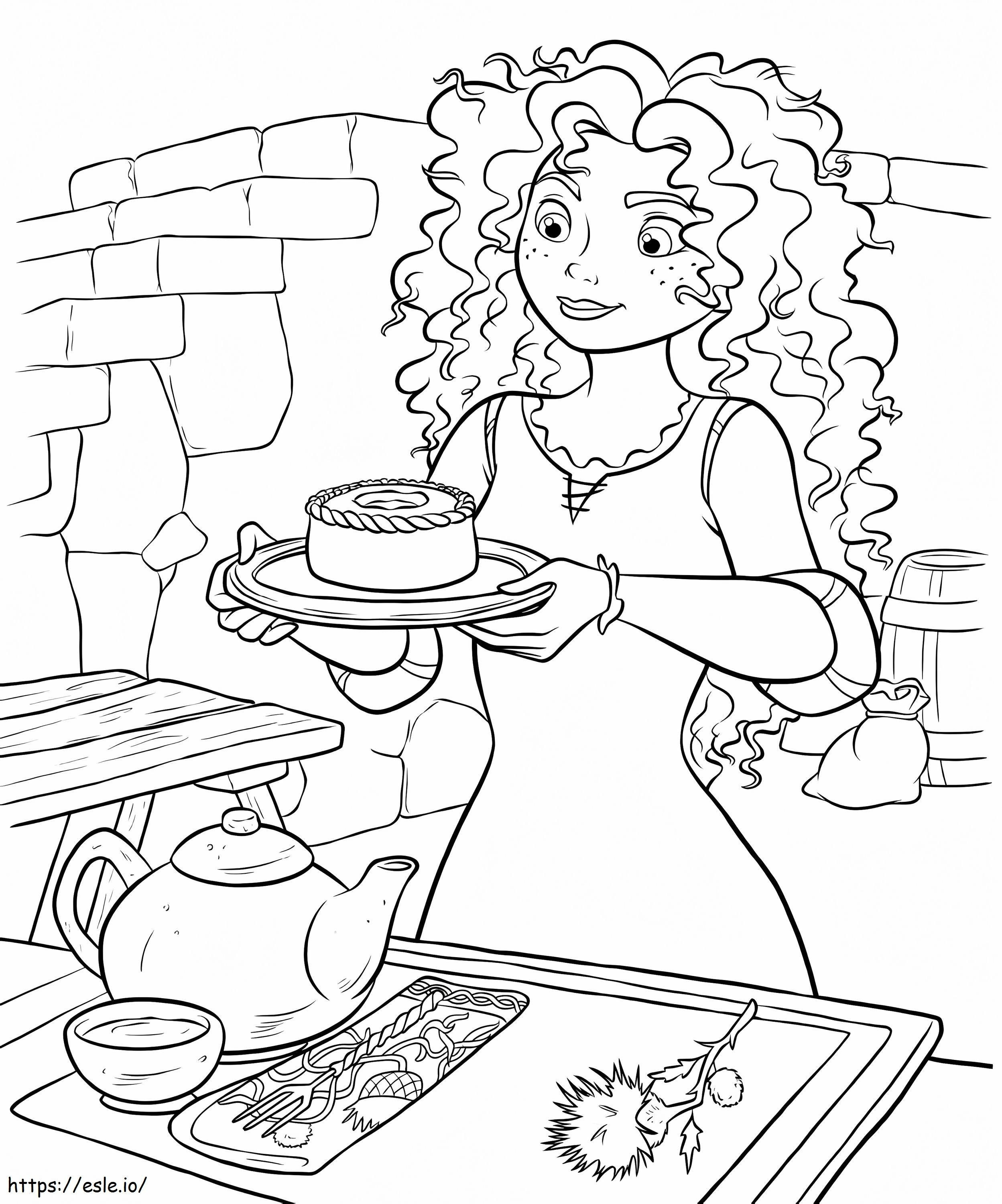 Princess Merida Makes A Pie coloring page