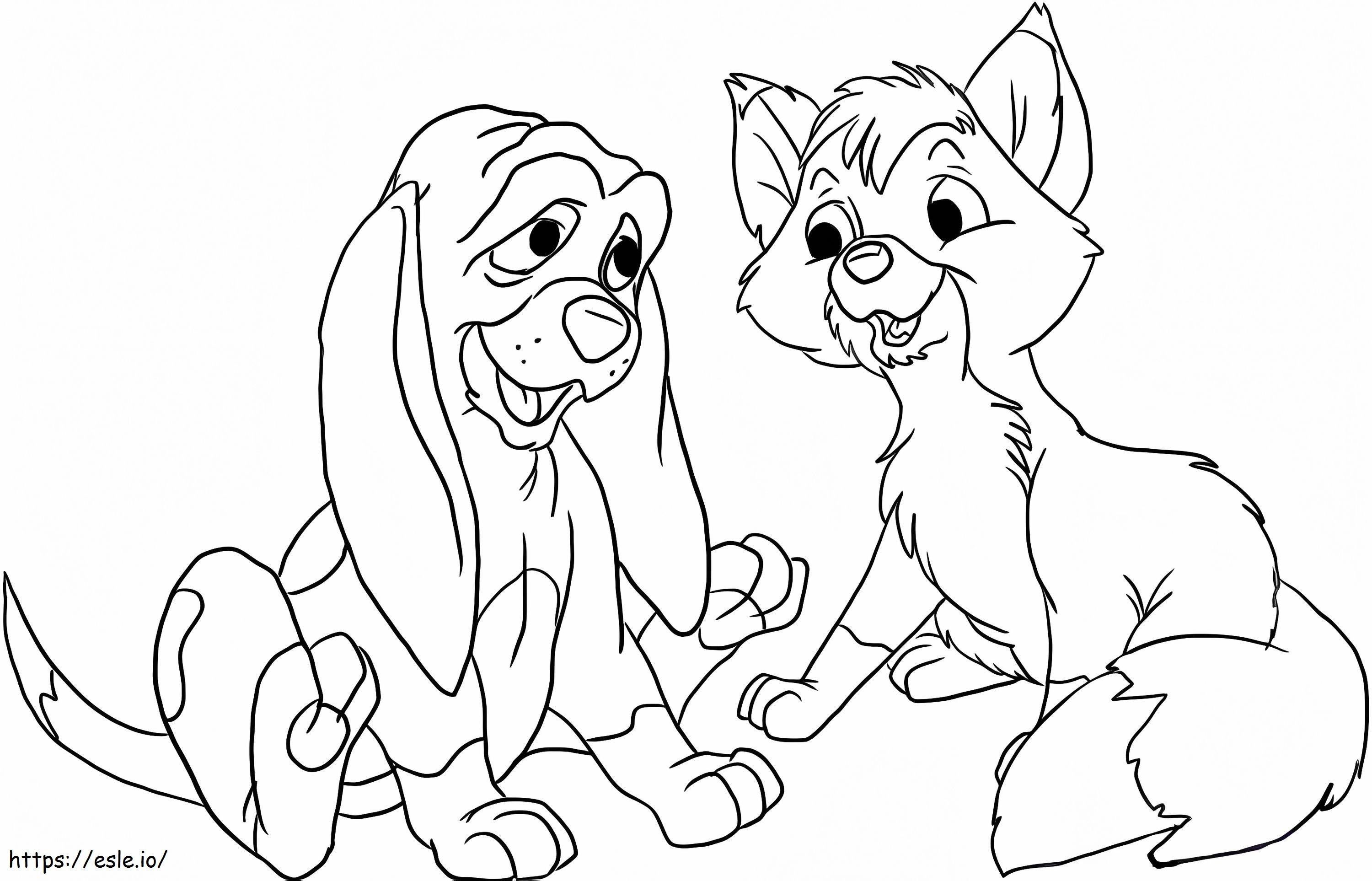 Tod And Copper Sitting coloring page