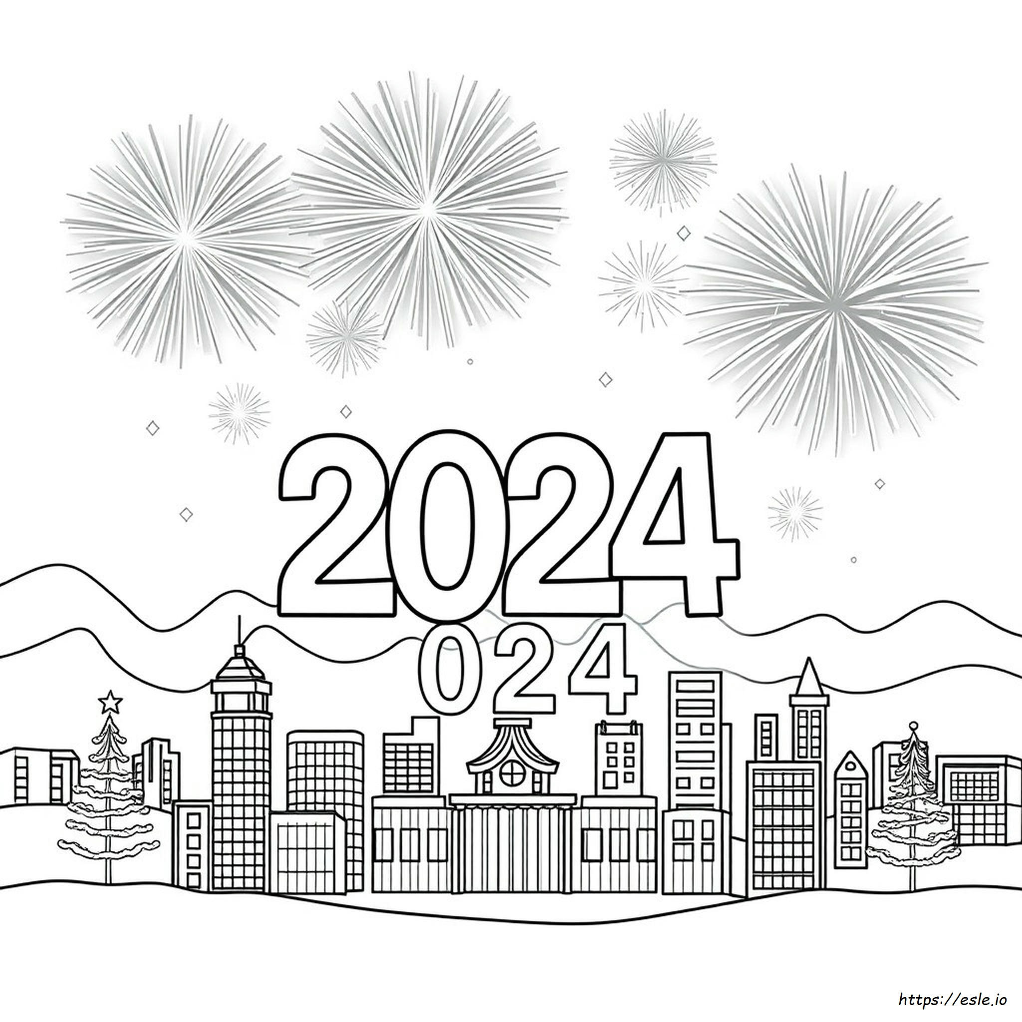 Coloriage Bonne Année 2024 Gratuit