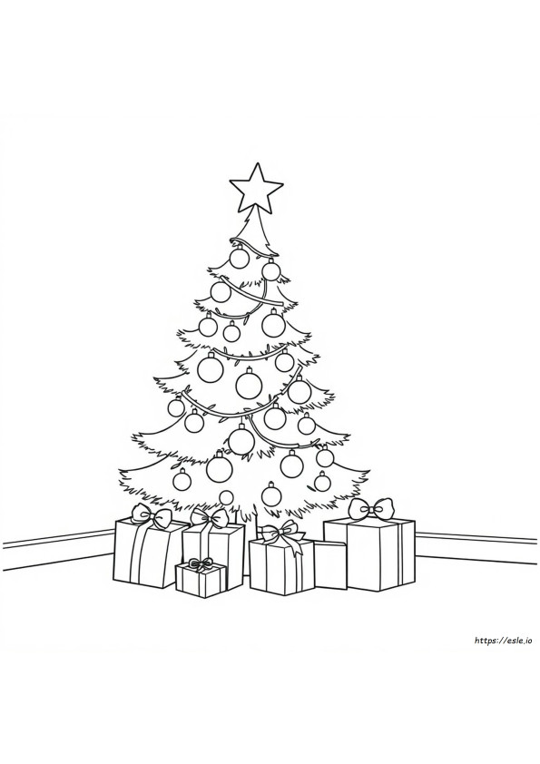 Gambar Mewarnai Pohon Natal Gratis