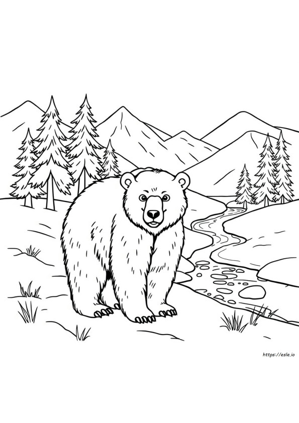 Beruang Grizzly, Halaman Mewarnai, Dapat Dicetak Gratis
