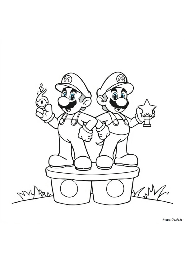 Gambar Mewarnai Super Mario Luigi