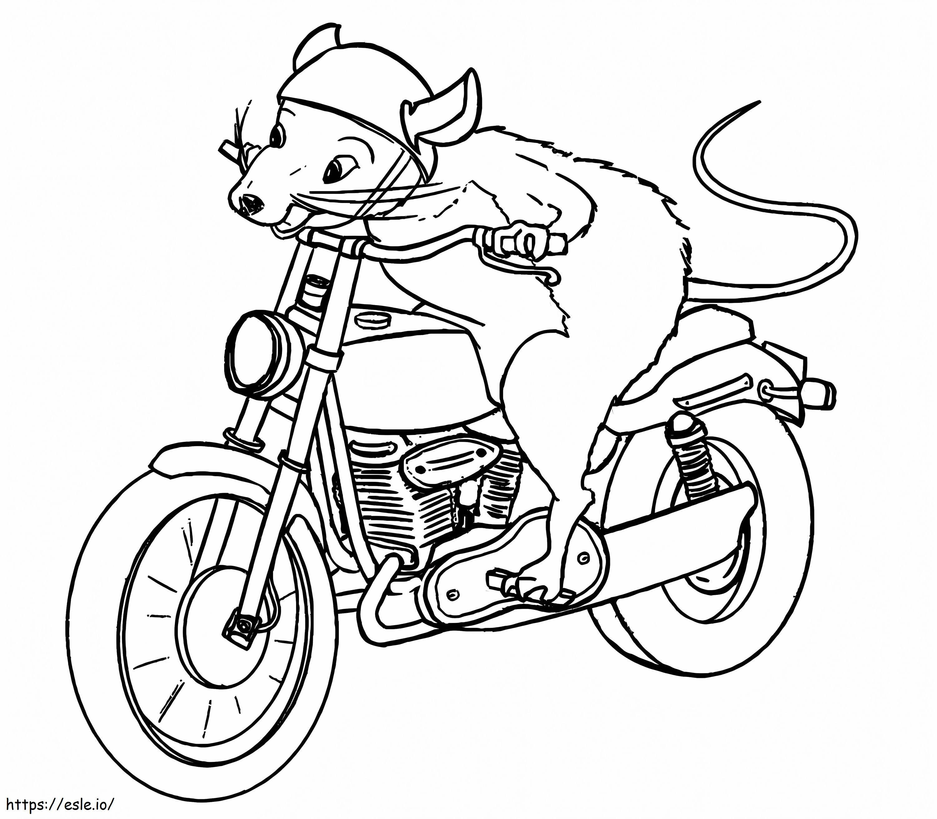 Mouse Riding Motorcycle coloring page