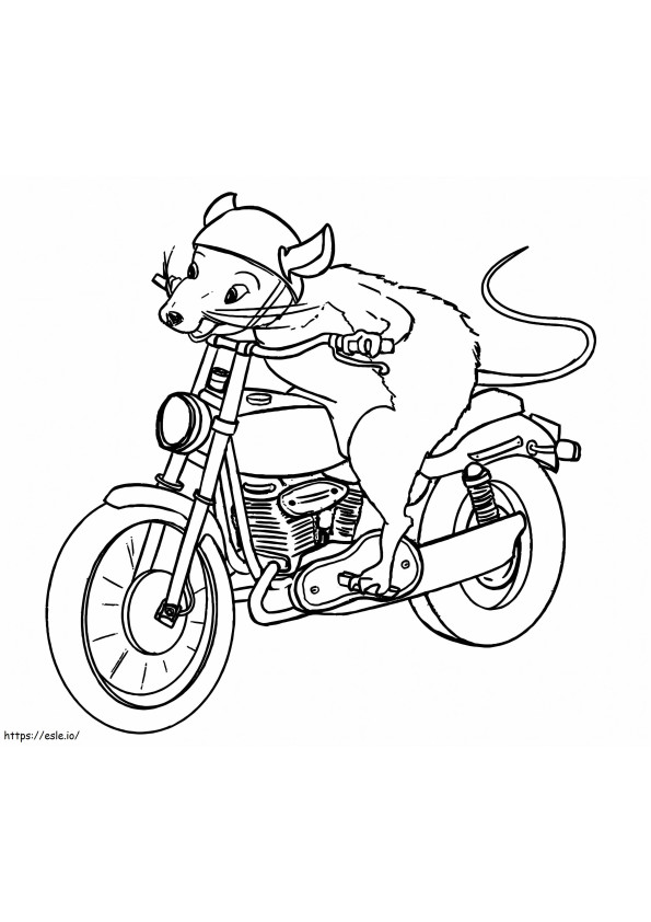 Mouse andando de moto para colorir