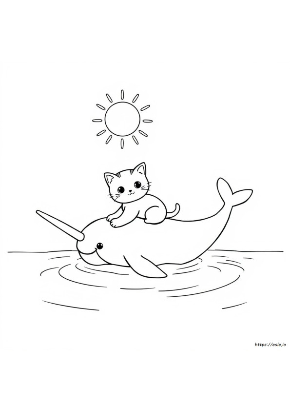 Kitty Narwhal Gambar Mewarnai