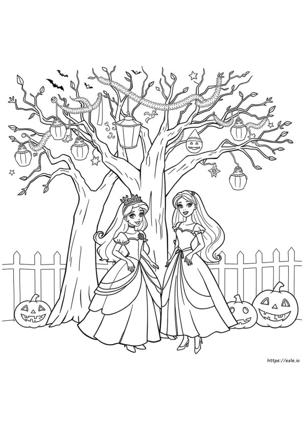 Gambar Mewarnai Halloween Barbie Putri Disney
