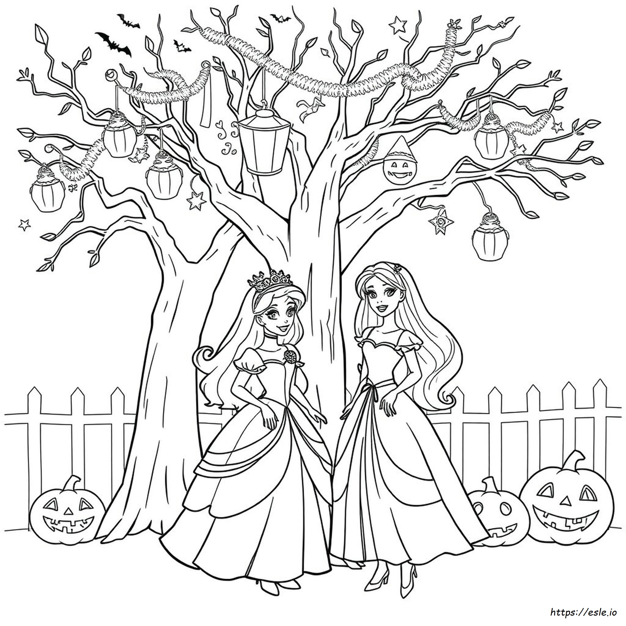Princesas Disney Barbie Halloween Para Colorear
