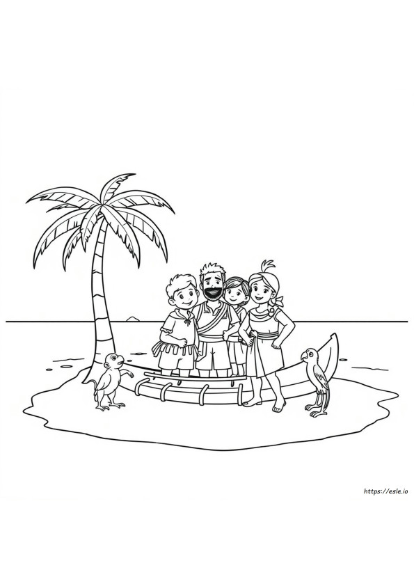 Gambar Mewarnai Keluarga Swiss Robinson