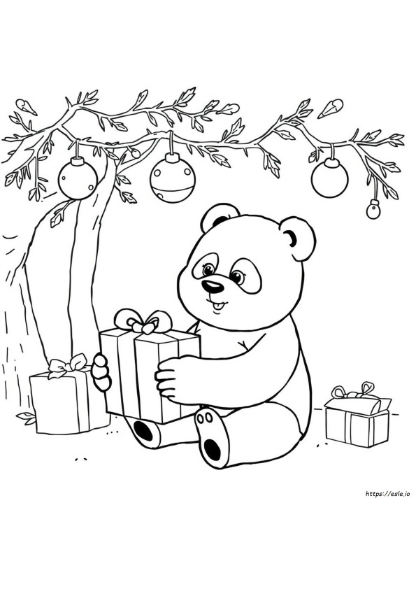 Gambar Mewarnai Panda Natal