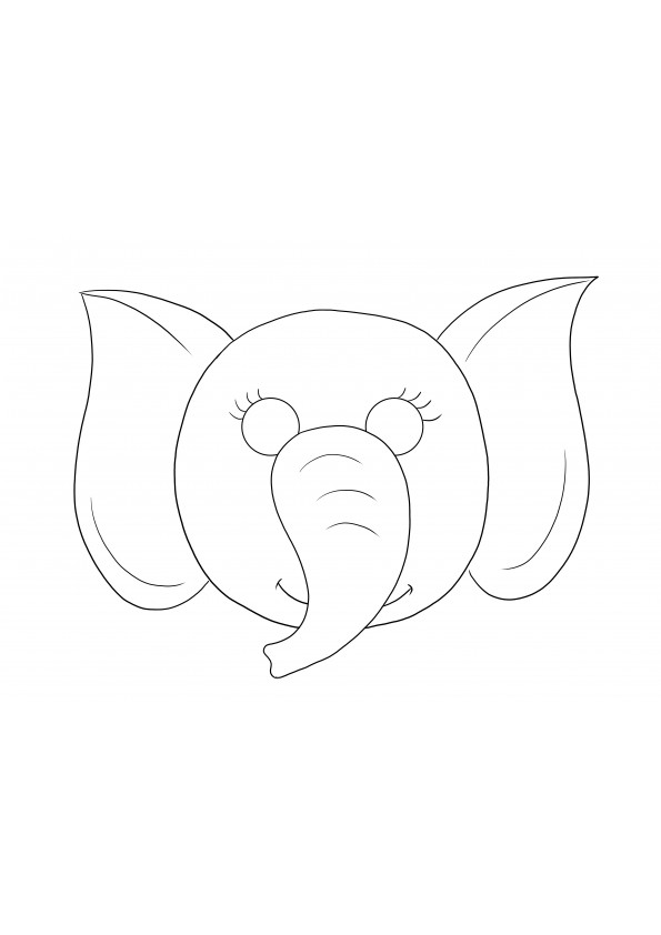 Una sencilla página para colorear de una Máscara de Elefante para descargar gratis