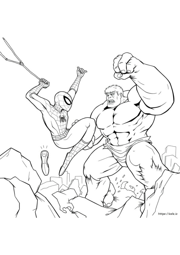 Spiderman Vs Hulk Coloring Pages