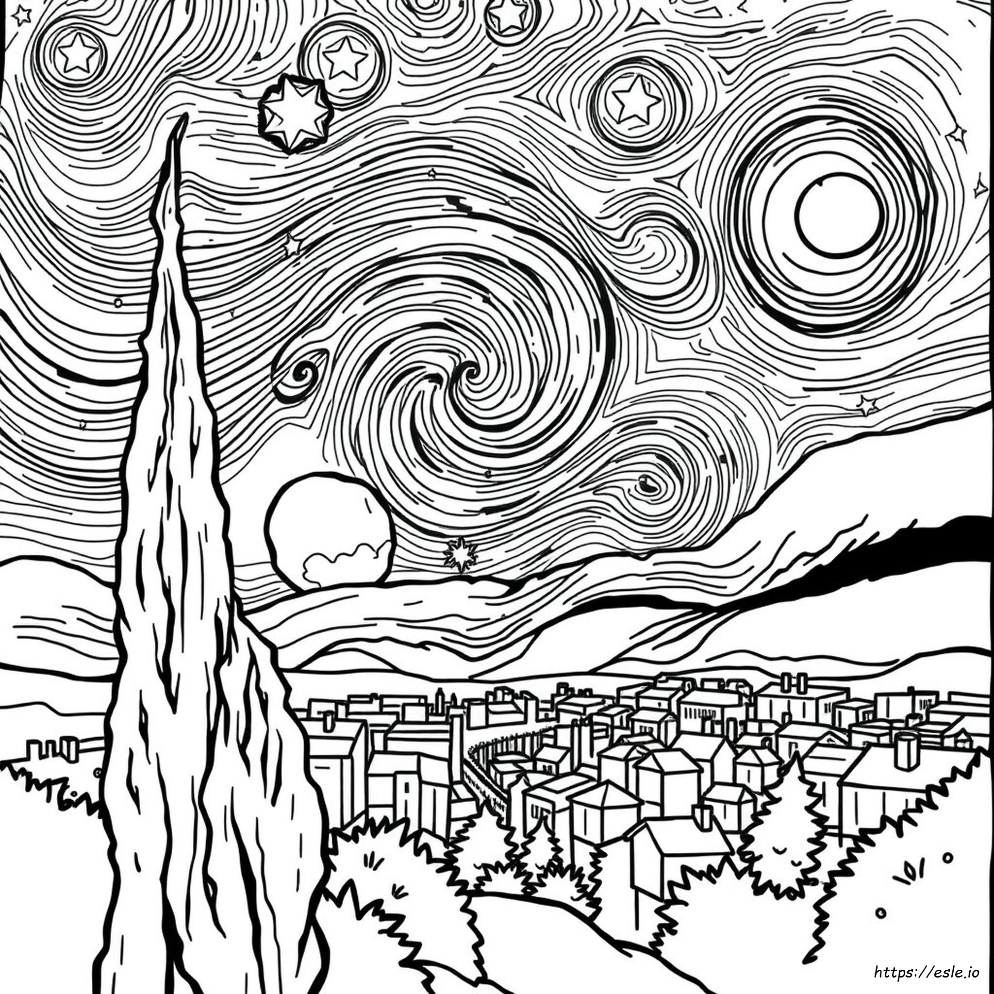Van Gogh Notte Stellata Da Colorare