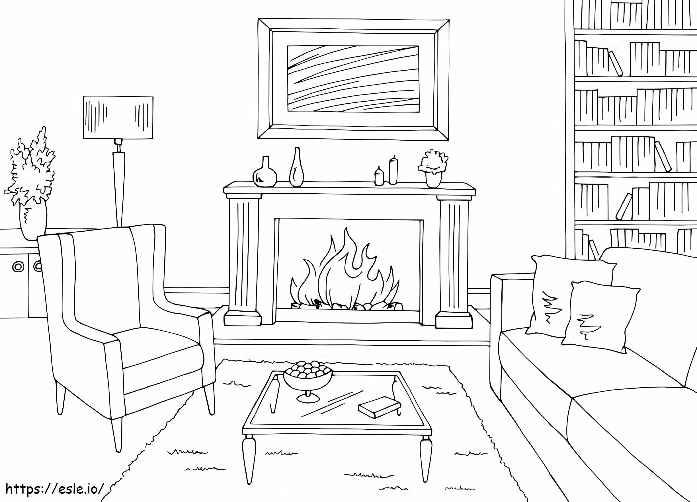 Winter Living Room coloring page