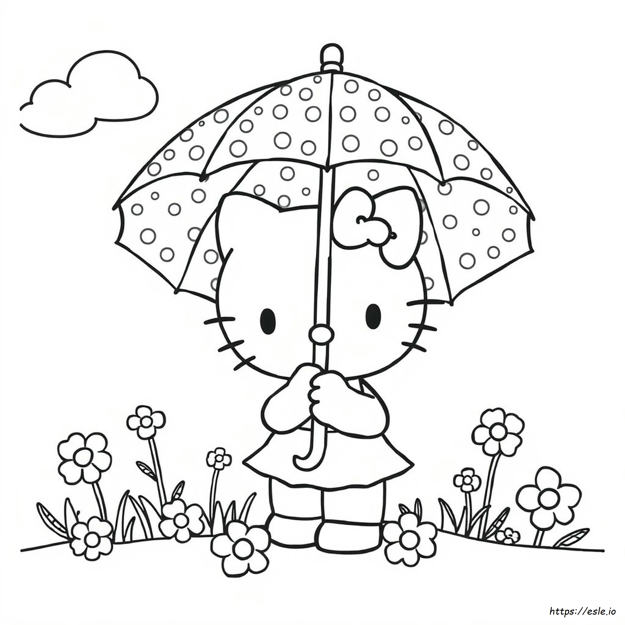 Hello Kitty Con Ombrello Disegno Da Colorare