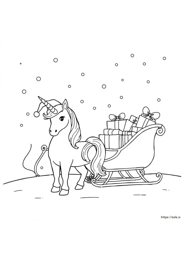 Unicorn Santa Coloring Page