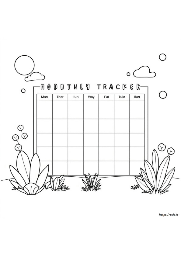 Monthly Tracker Coloring Page