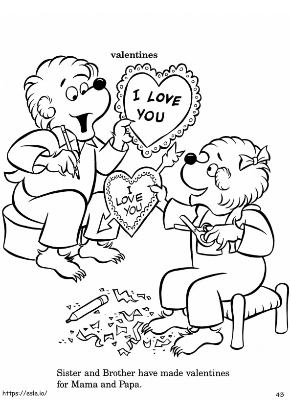 Berenstain-Bären mit Valentinsgruß ausmalbilder