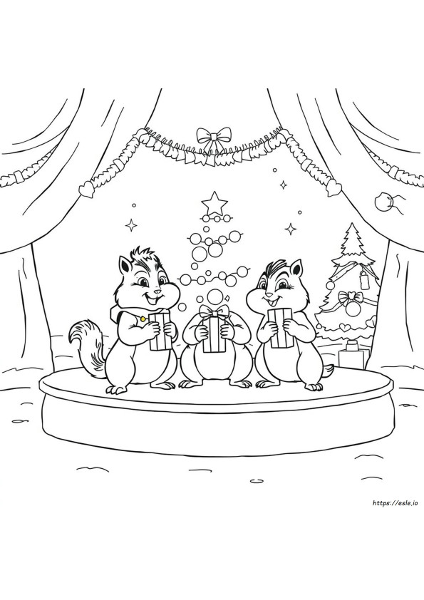 Alvin Dan The Chipmunks Natal Gambar Mewarnai