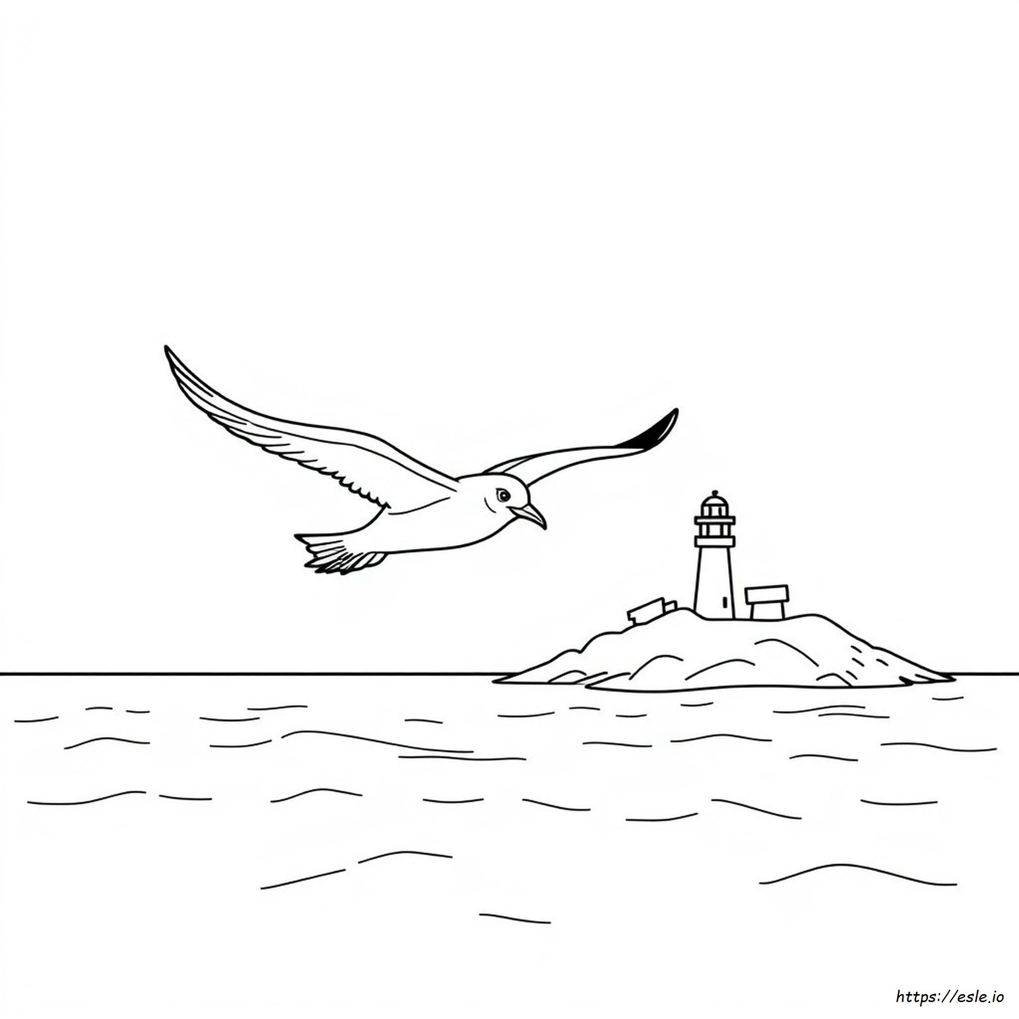 Flying Seagull Coloring Page