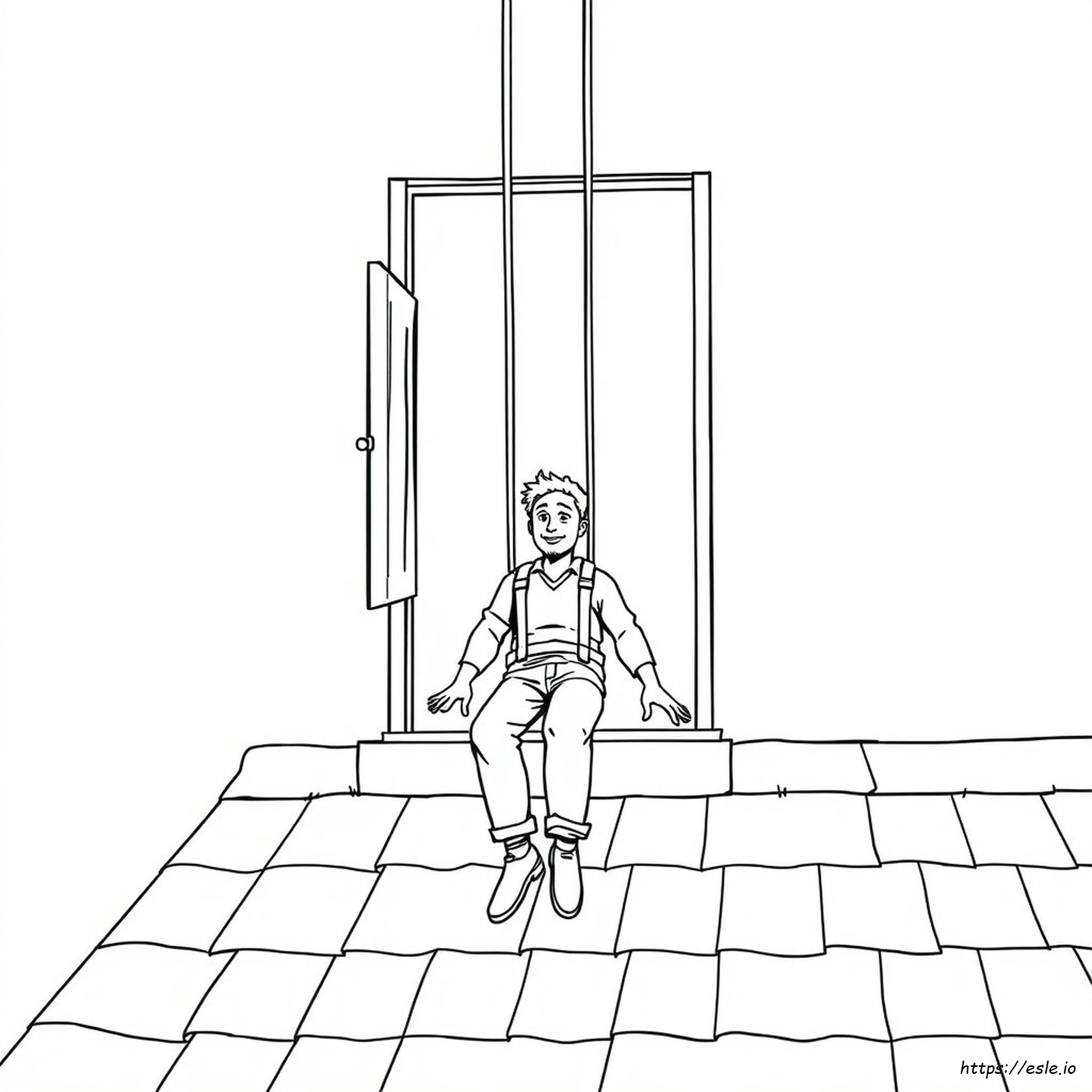 Hombre Paralizado Bajado Por El Techo Para Colorear
