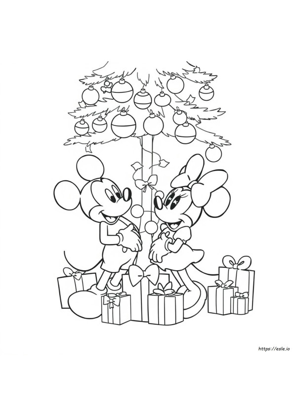 Mickey Dan Minnie Natal Mewarnai Gambar