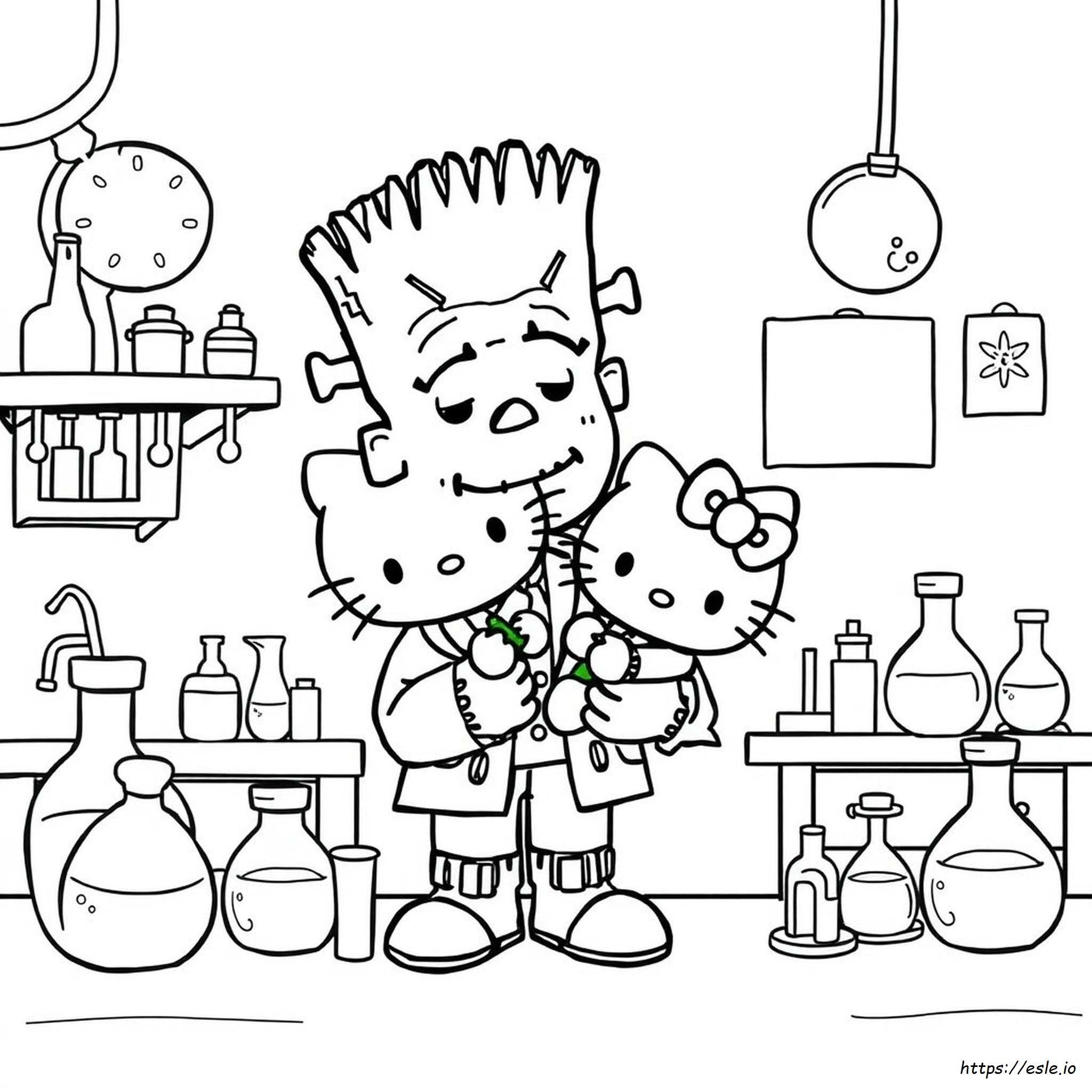 Hello Kitty Nelle Vesti Di Frankenstein Da Colorare
