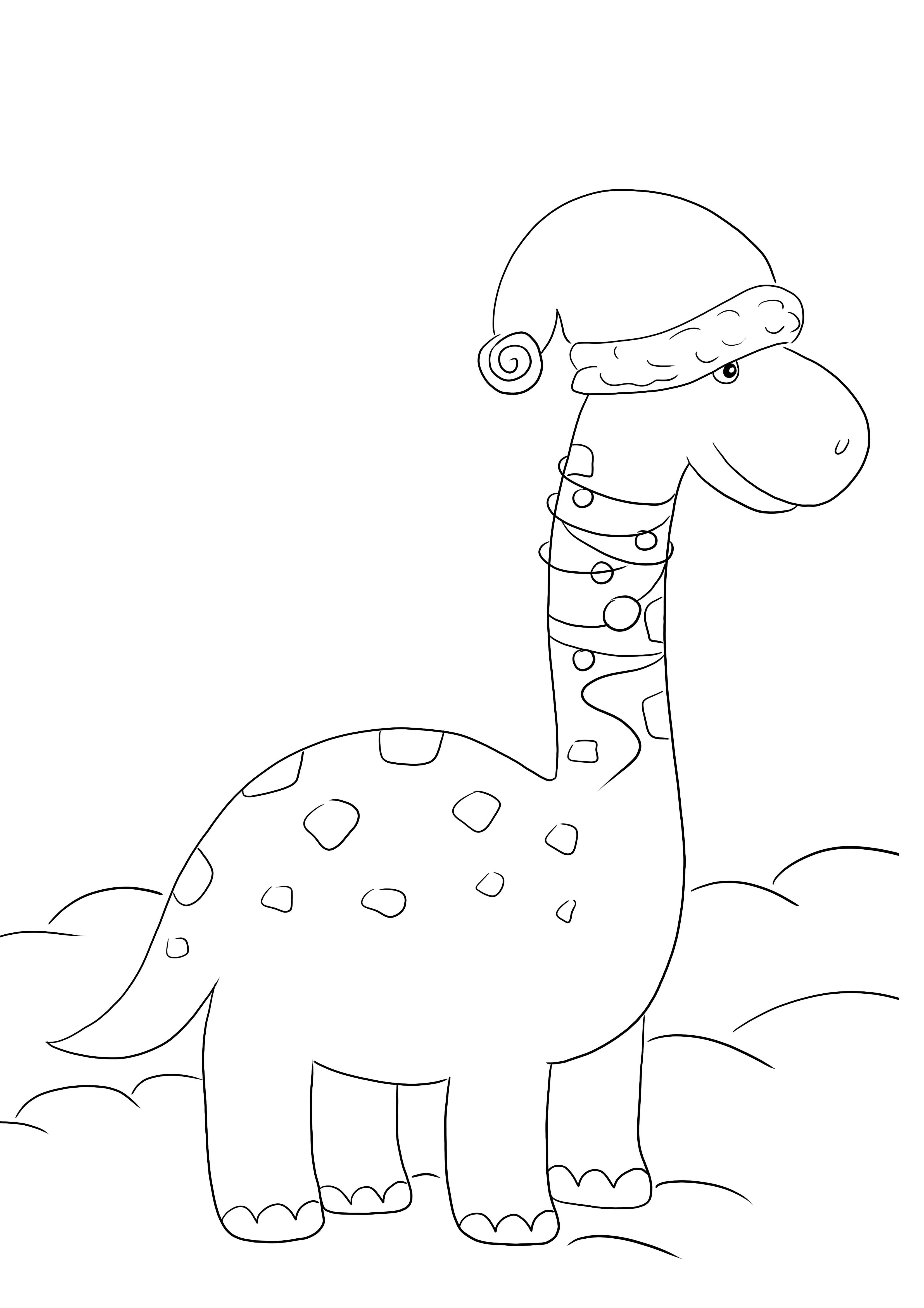 Desenho de dinossauro de natal para colorir