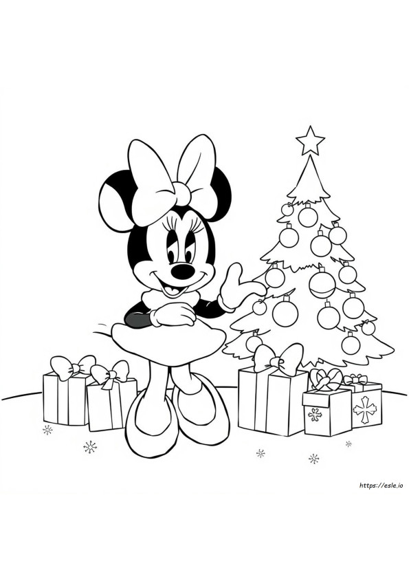 Dapat Dicetak Gratis Halaman Mewarnai Natal Minnie Mouse