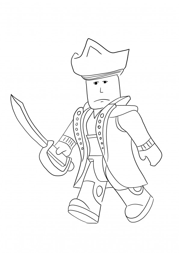 Funny Roblox Pirate coloring picture to print free for children of all ages