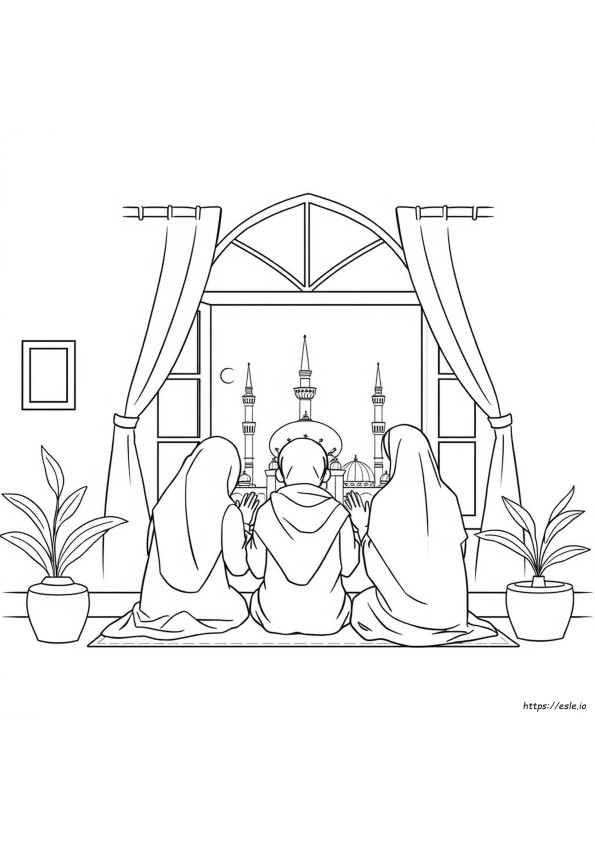 Gambar Mewarnai Keluarga Muslim