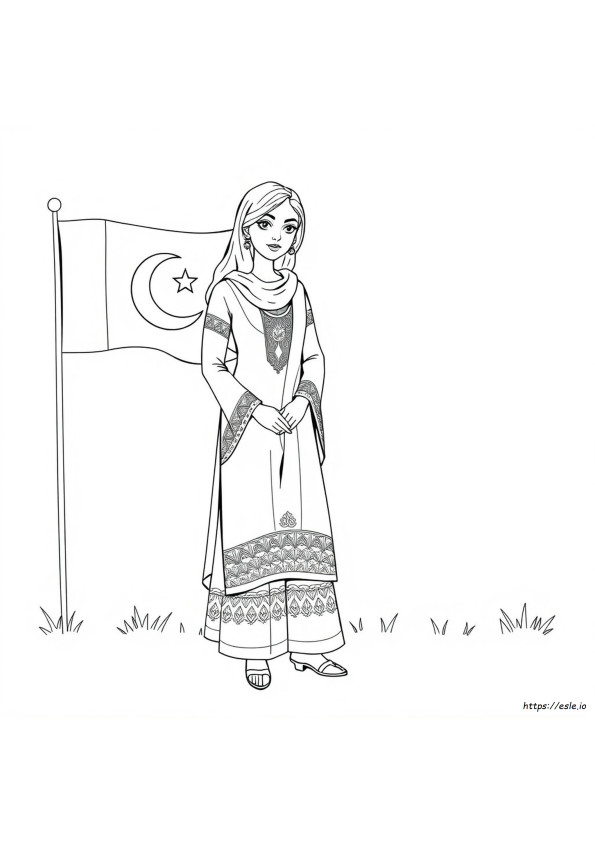 Kolorowanka Narodowego Stroju Pakistanu Clipart