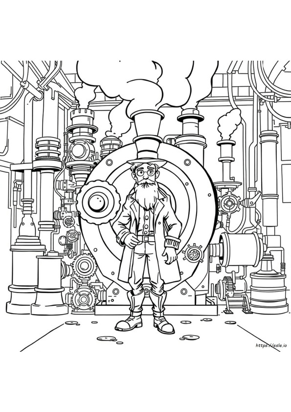 Halaman Mewarnai Dewasa Steampunk