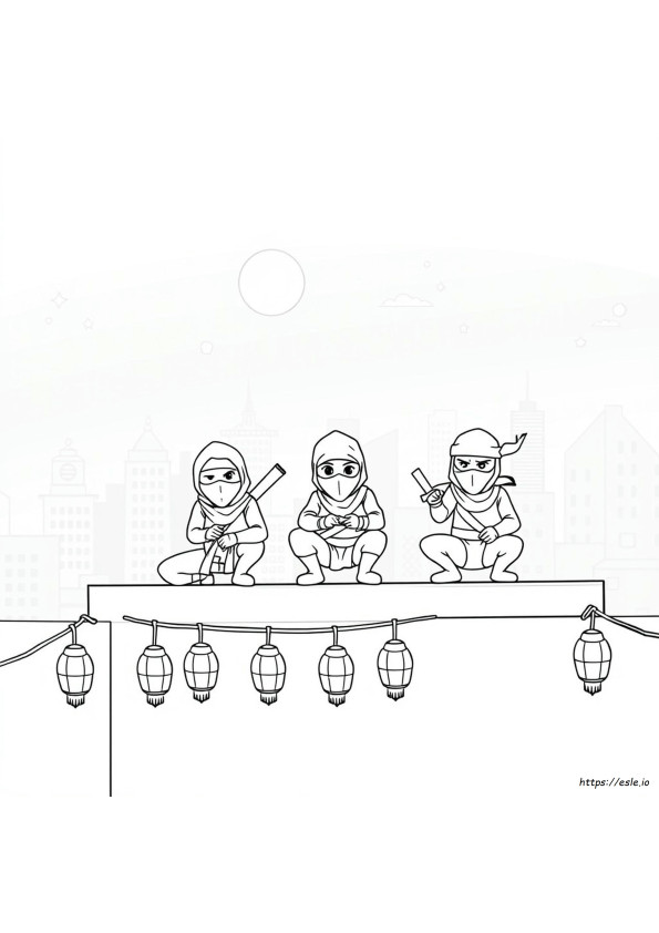 Desene De Colorat Cu 3 Ninja