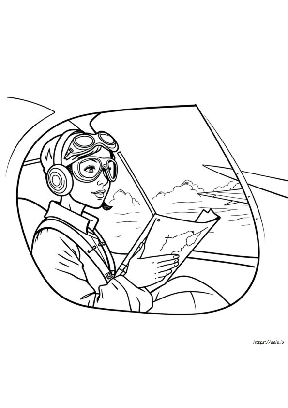 Amelia Earhart Halaman Mewarnai Dapat Dicetak Gratis