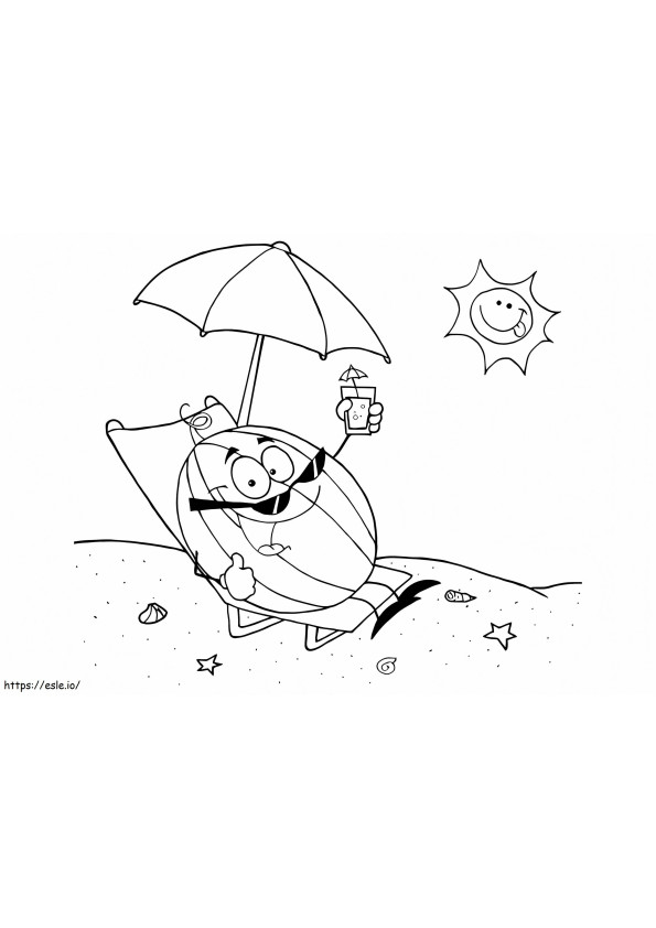 Watermelon At The Beach A4 E1600558060742 coloring page