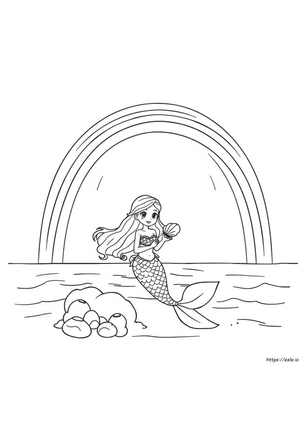 Putri Duyung Pelangi Gambar Mewarnai