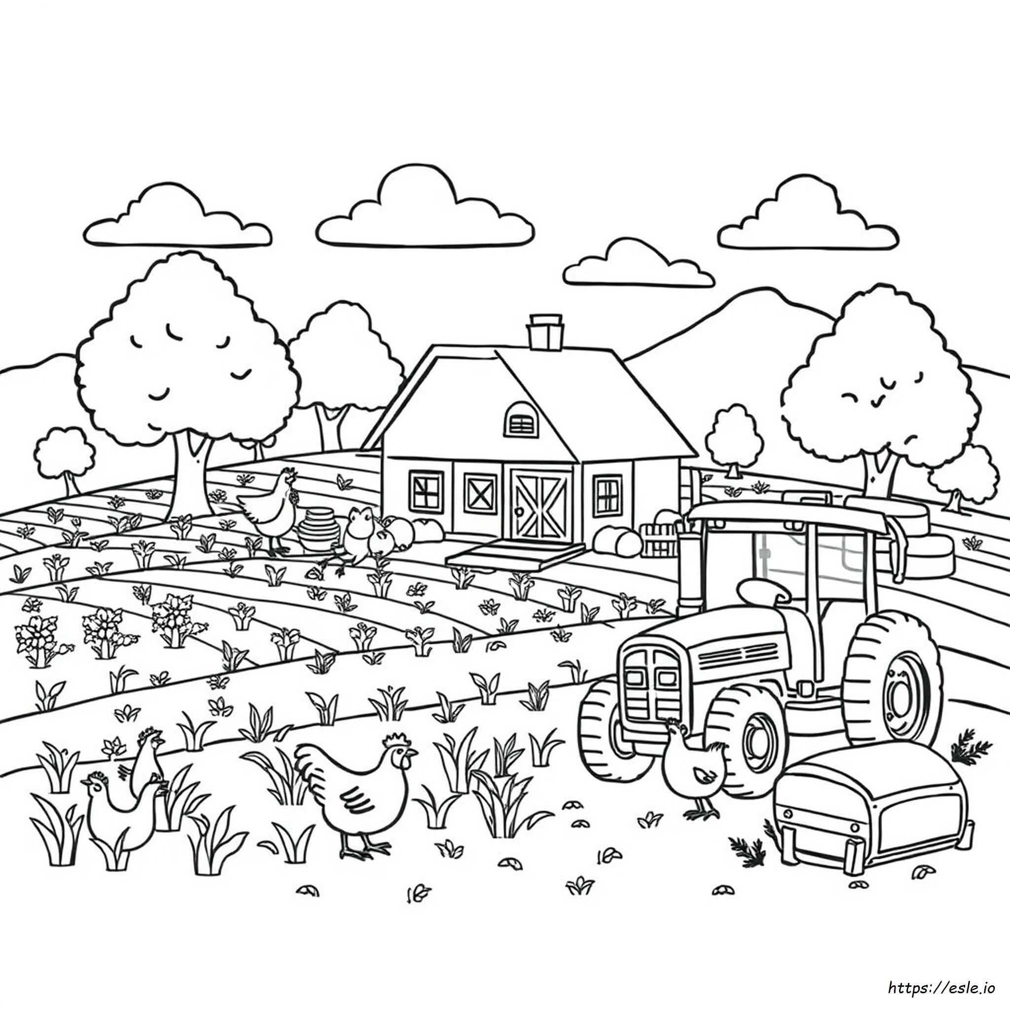Farm Scene Coloring Pages