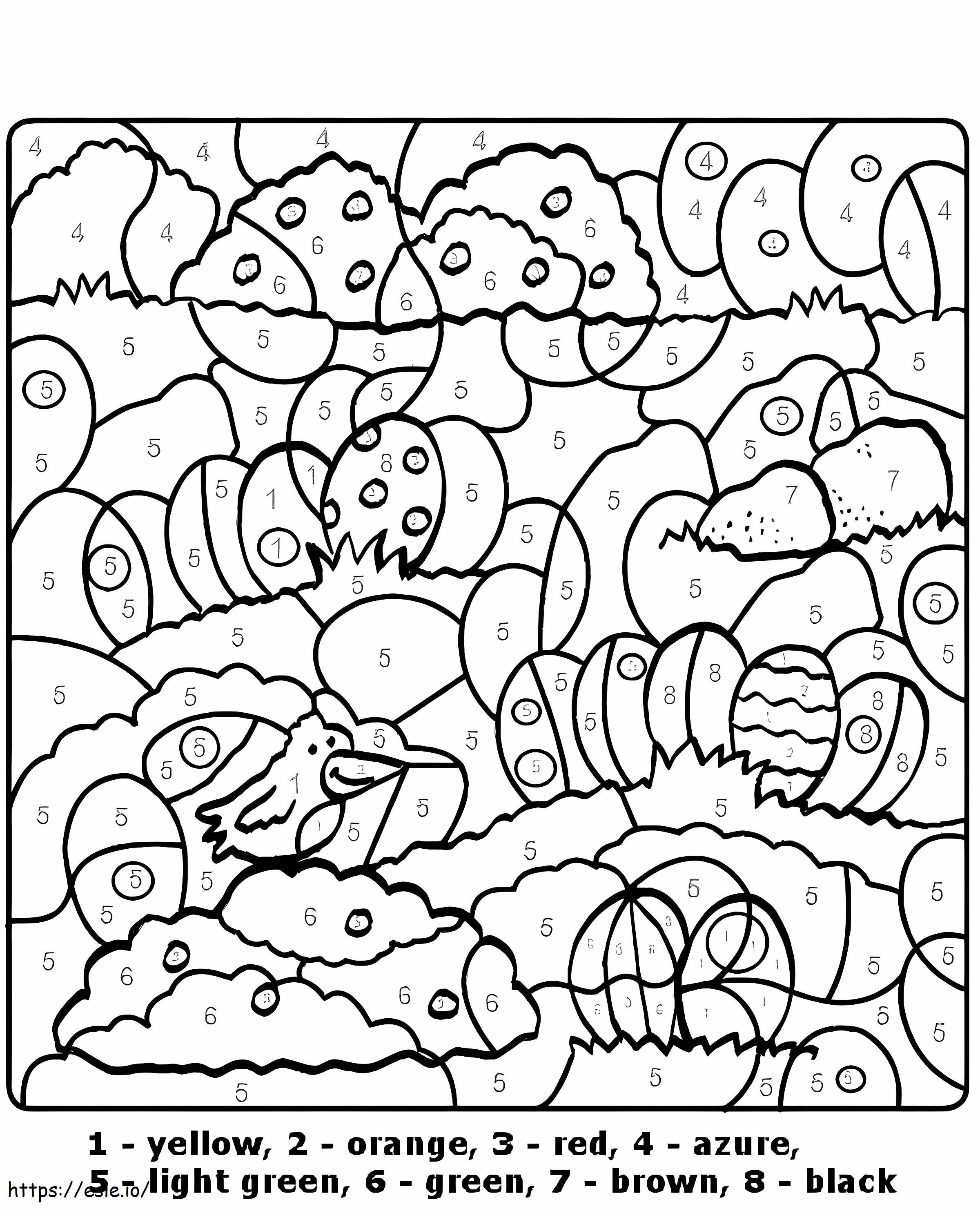 Coloriage Oeufs de Pâques à colorier par numéro 1 à imprimer dessin