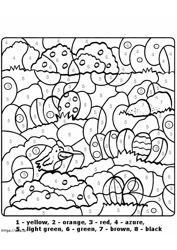 Coloriage Oeufs de Pâques à colorier par numéro 1 à imprimer dessin