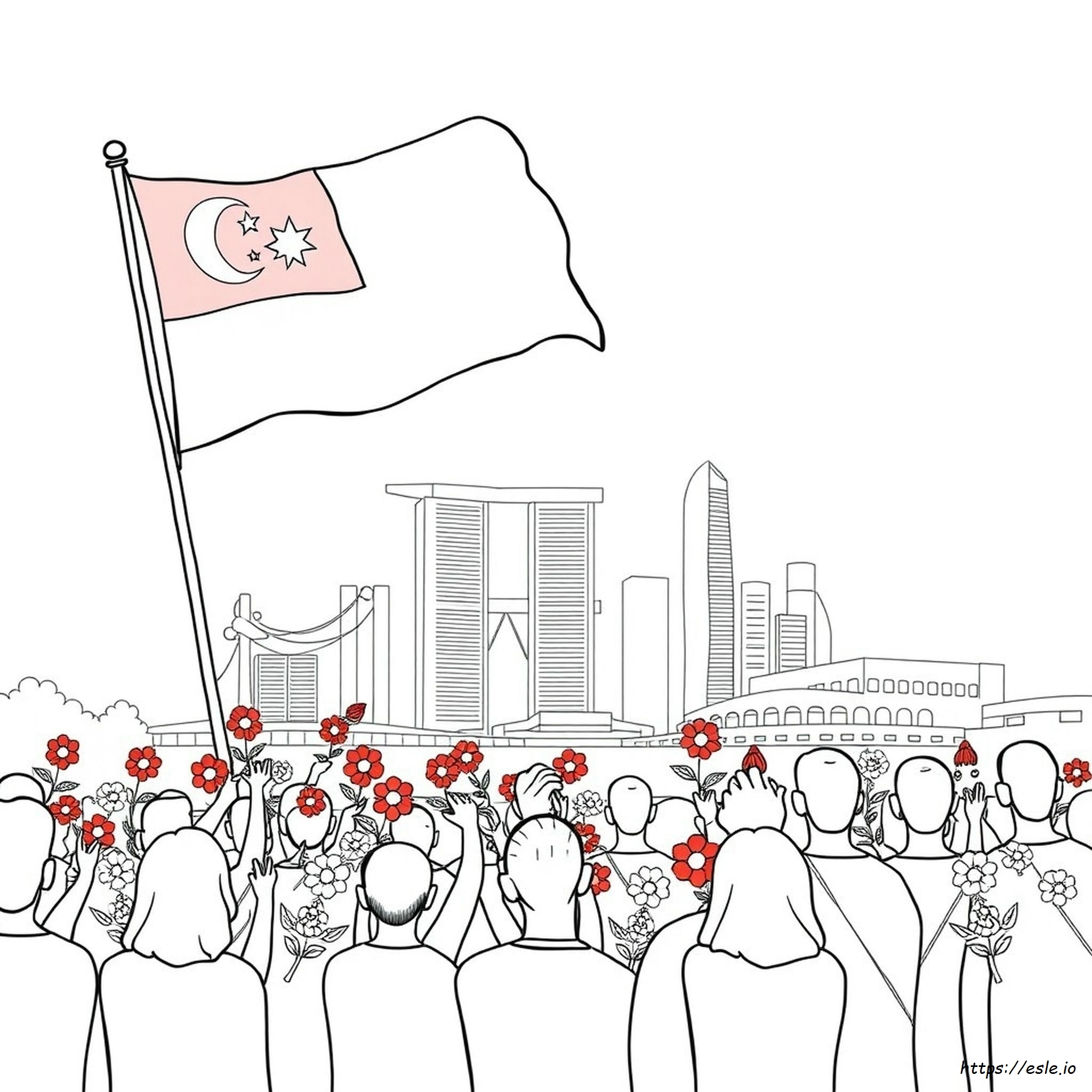 Singapore National Day Coloring Pages