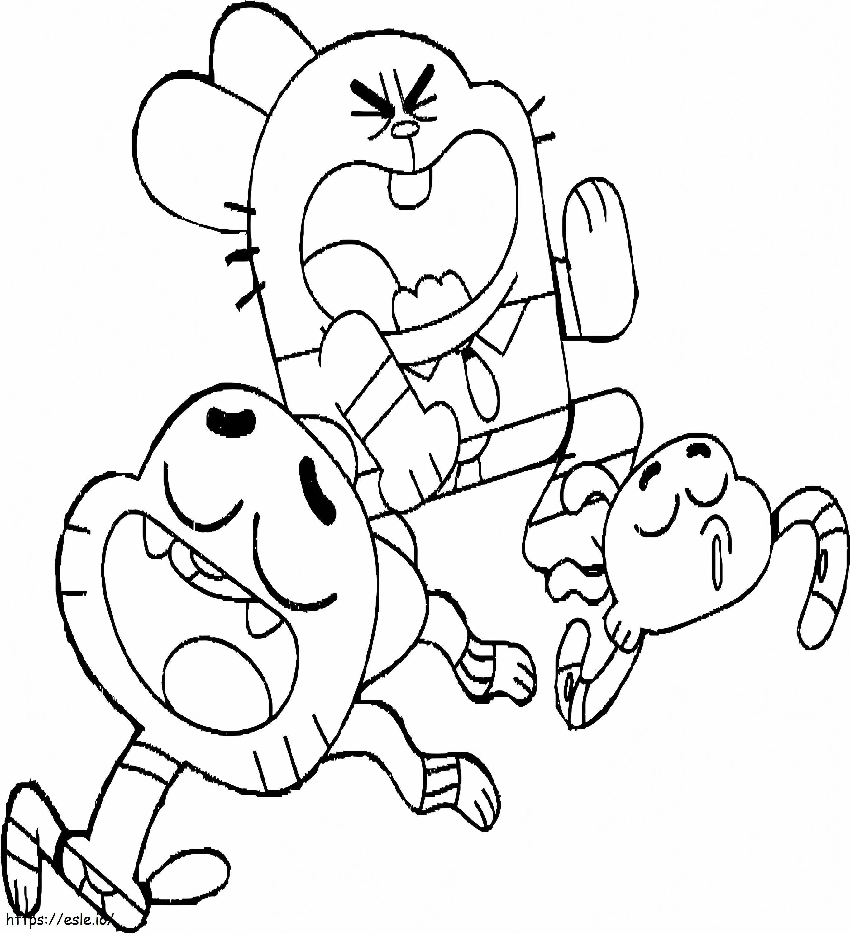 Two Brothers Gumball Darwin And Dad coloring page