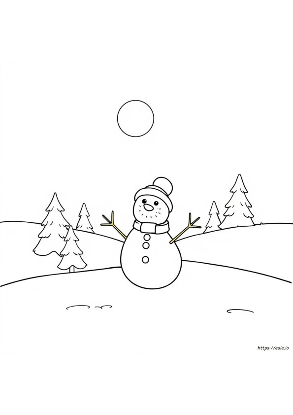 かわいい雪だるまの塗り絵 無料