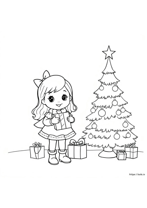 Gadis Natal Lucu Gambar Mewarnai