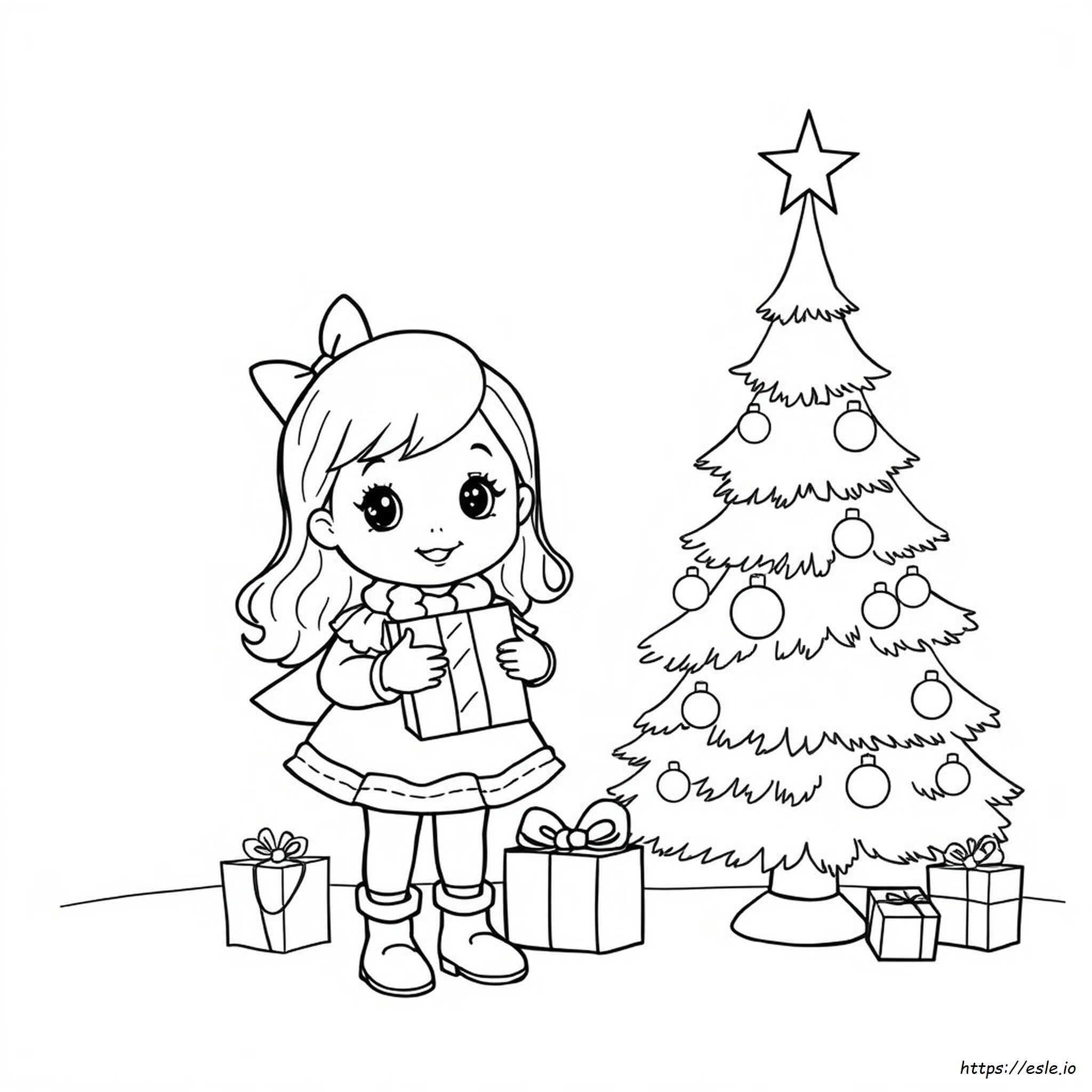Niña Linda En Navidad Para Colorear