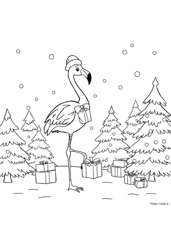Joulu Flamingo Värityskuva