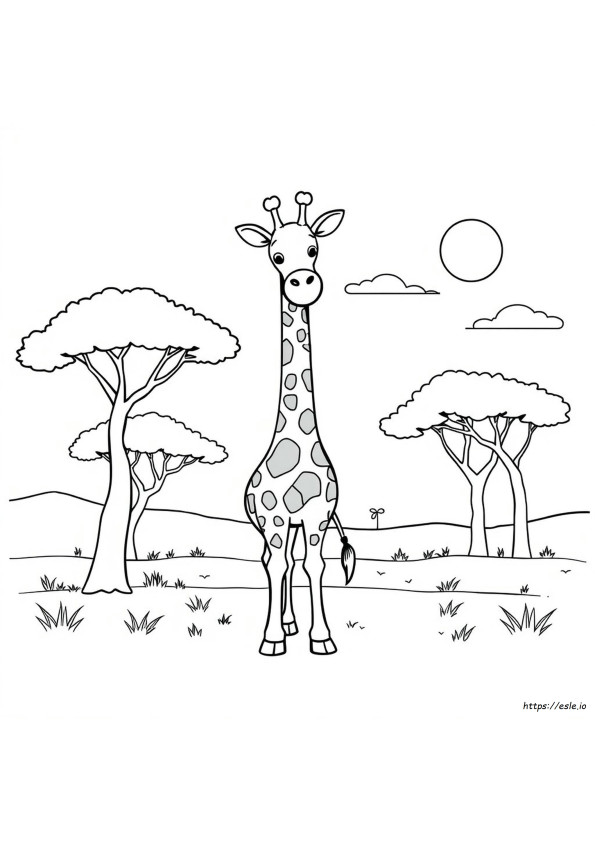 Cartoon Giraffe Kleurplaten