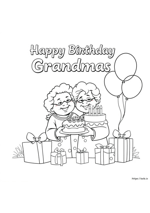 Selamat Ulang Tahun Nenek Halaman Mewarnai Dapat Dicetak Gratis