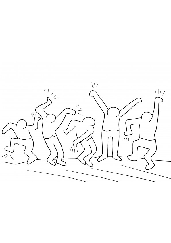 Desenho de As figuras dançantes de Keith Haring para colorir grátis para imprimir ou baixar