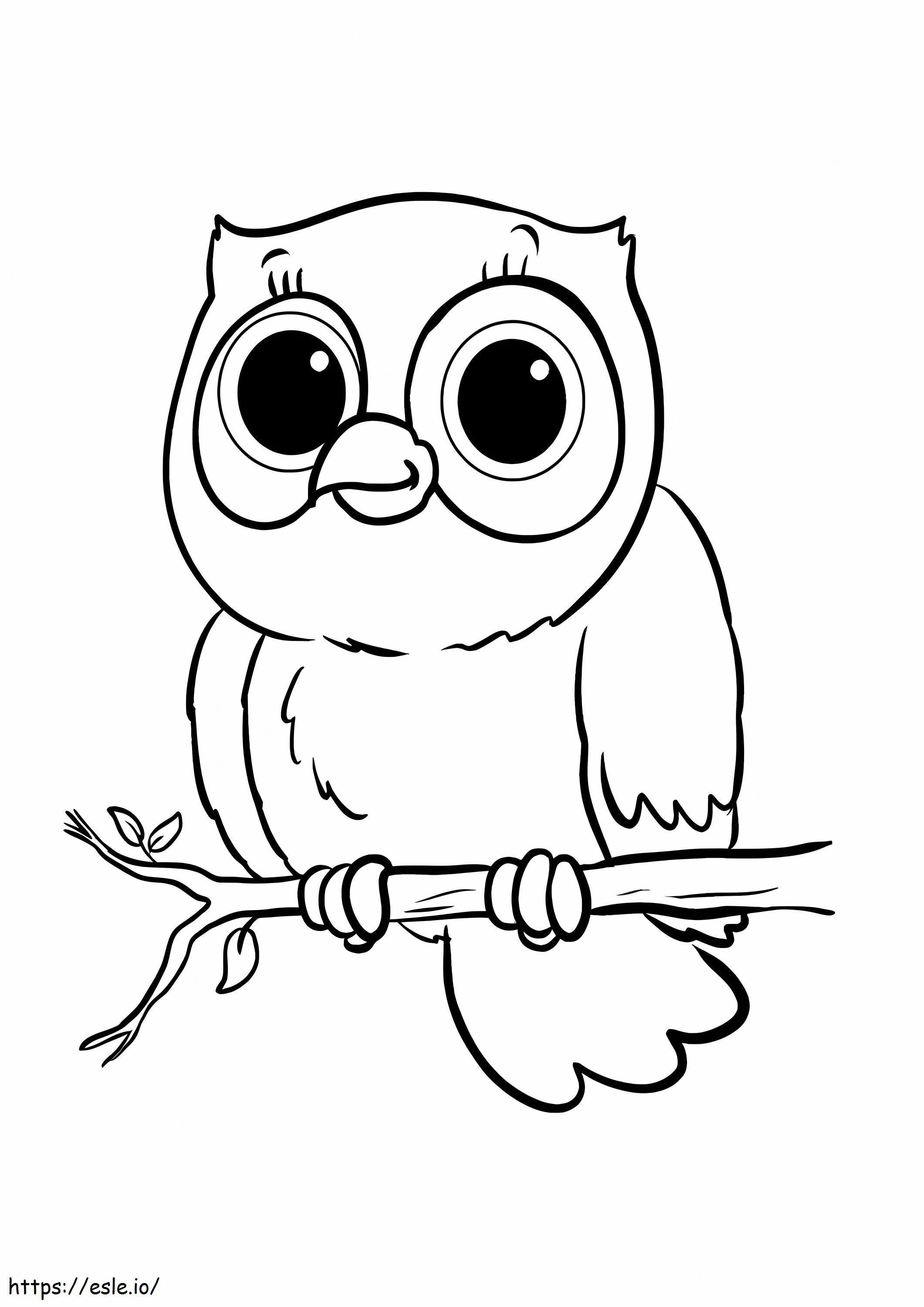 Cute Owl On Tree Branch coloring page
