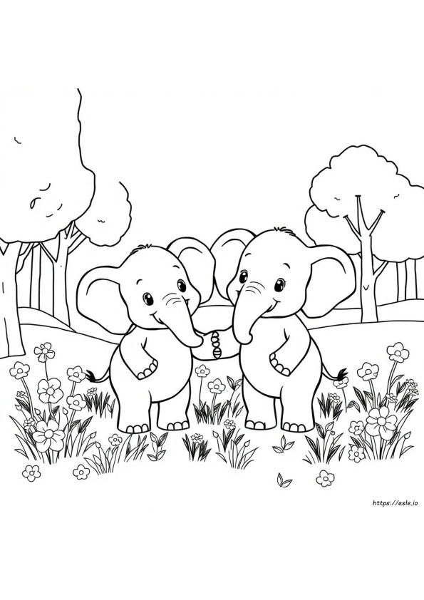 Dibujos Para Colorear De Elefante Y Cerdita Para Imprimir